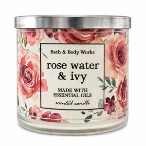 Bath & Body Works Rose Water & Ivy Candle 3-Wick Floral Essential Oils